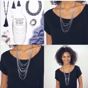 stella & dot ~ lindsay layering necklace silver